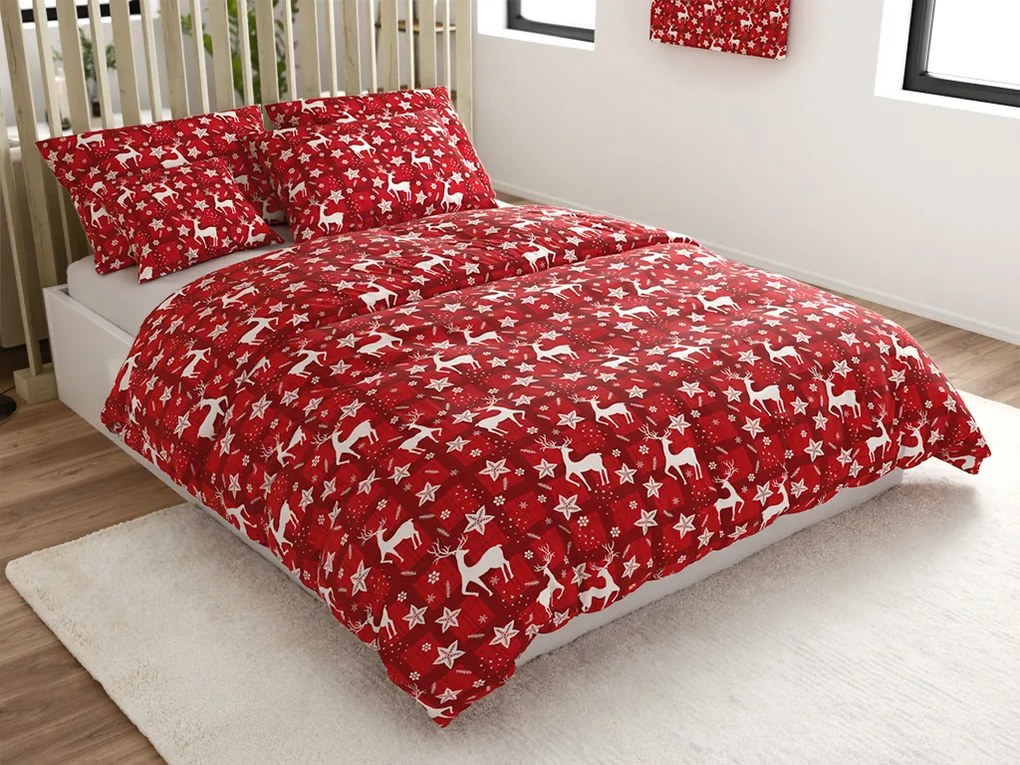 Mikroszálas ágyneműhuzat VELVET CHRISTMAS piros Ágyneműhuzat mérete: 2 db 70 x 90 cm | 200 x 220 cm