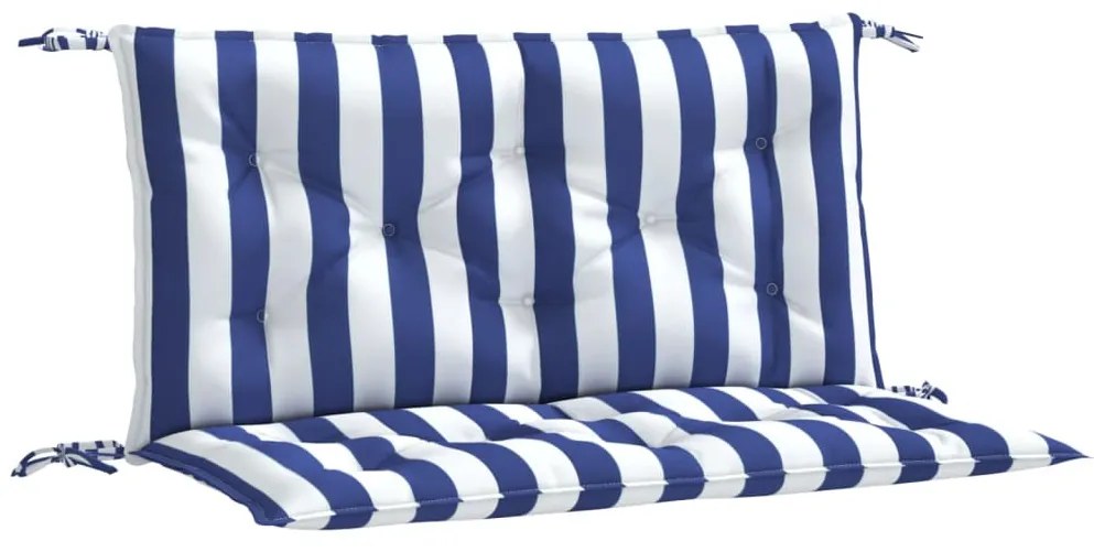 2 db kék és fehér csíkos szövet kerti padpárna 100 x 50 x 7 cm
