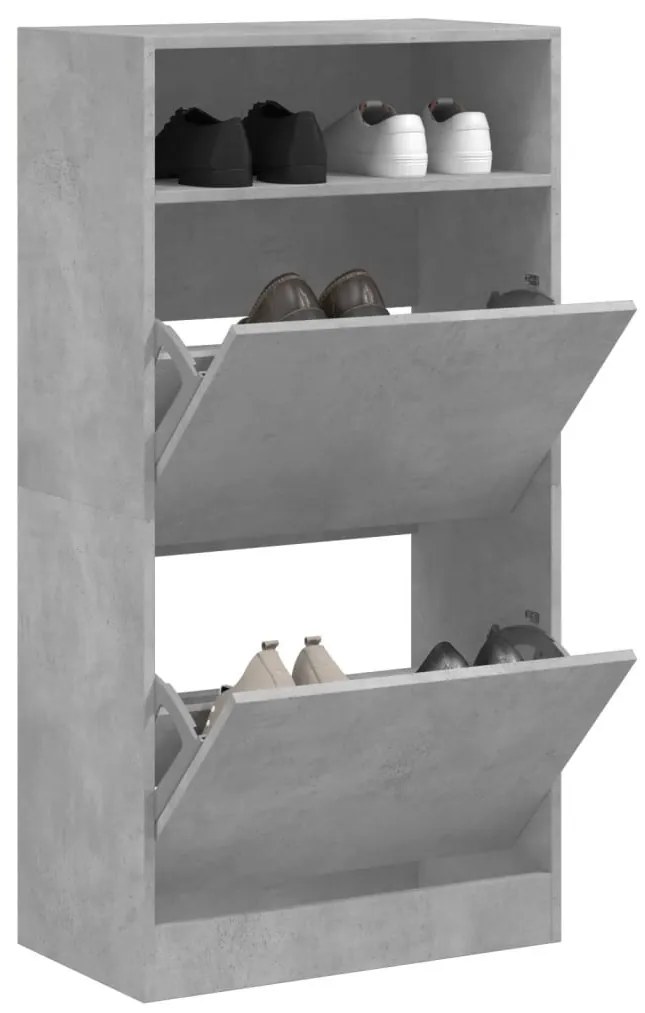 betonszürke szerelt fa cipőszekrény 60x34x116 cm