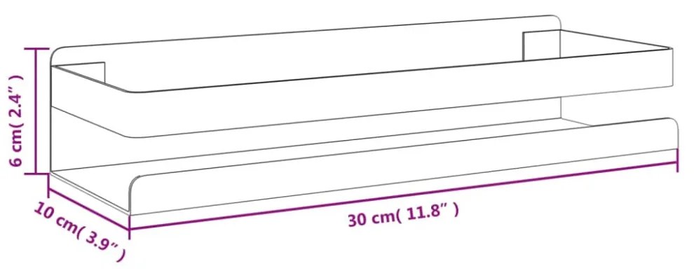 csiszolt 304 rozsdamentes acél matt fekete zuhanypolc 30x10x6cm