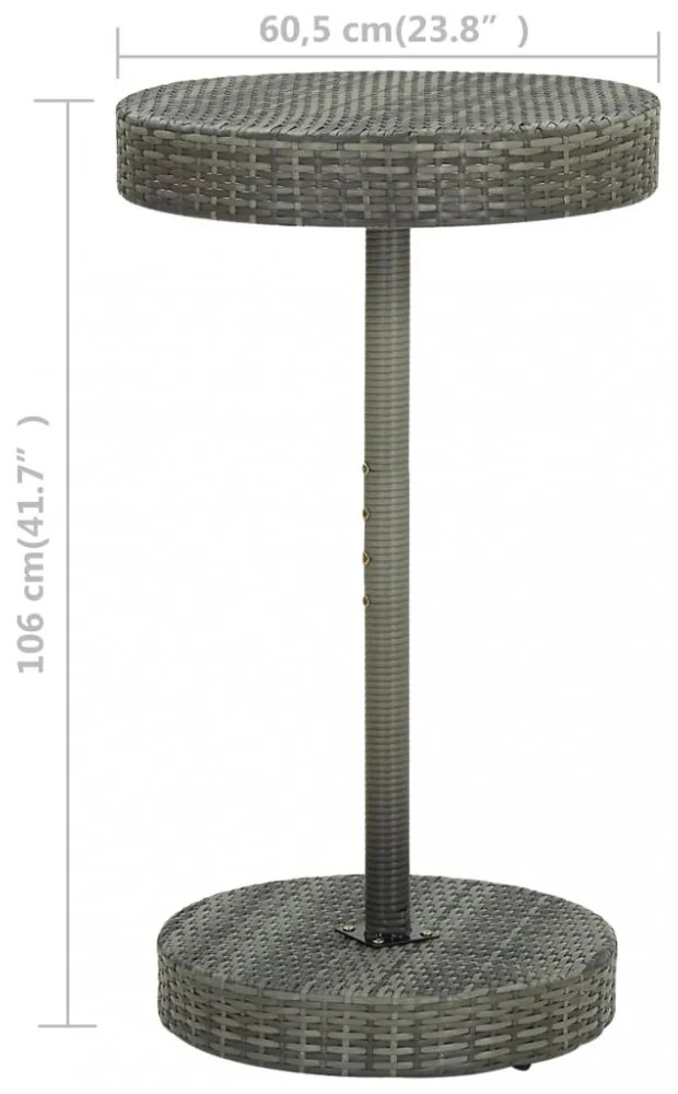 szürke polyrattan kerti asztal 60,5 x 106 cm