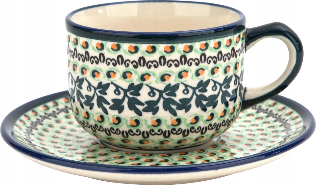220 ml-es csésze csészealjjal Bolesławiec Dekor 1165A