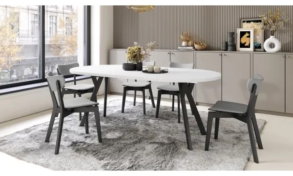 Bővíthető étkezőasztal ARTUR fehér/fekete