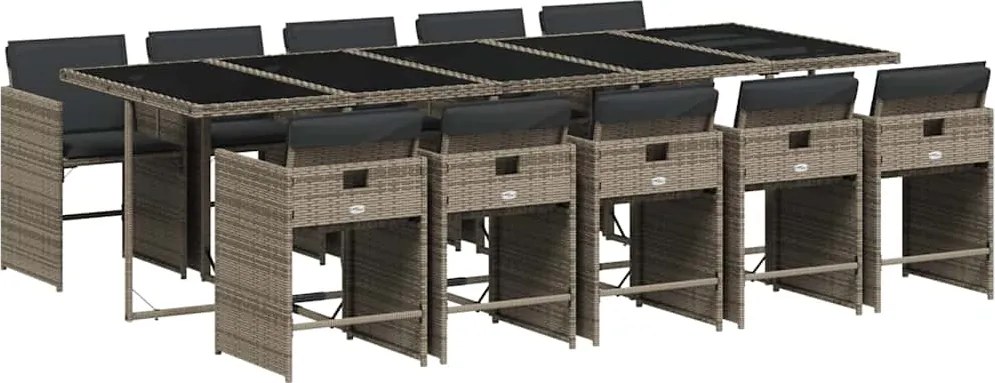vidaXL 11 részes szürke polyrattan kerti ülőgarnitúra párnákkal