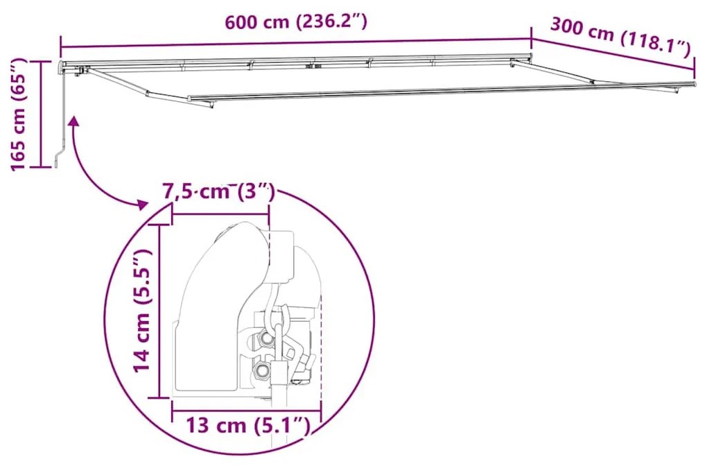 Napernyő Fehér 6 x 3 m Fém