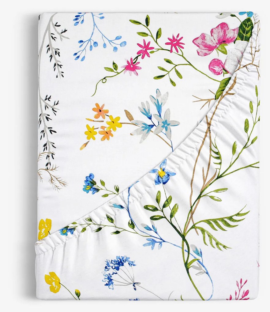 Goldea pamut gumis lepedő - festett réti virágok 120 x 200 cm