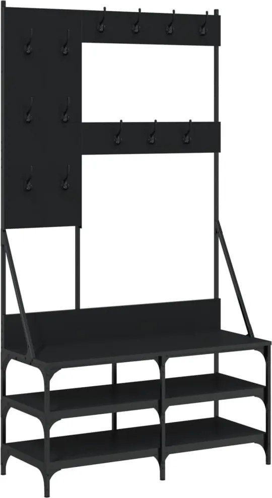vidaXL fekete ruhafogas cipőpolccal 100x40x184 cm