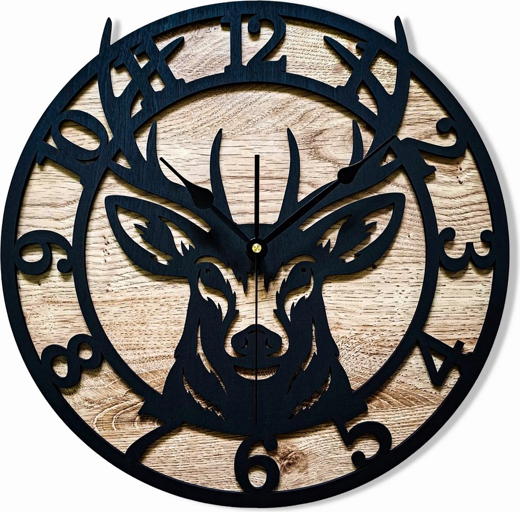 Nagy,modern Falióra,szarvas, Fa, CSENDES,NAPPALIBA,40 cm
