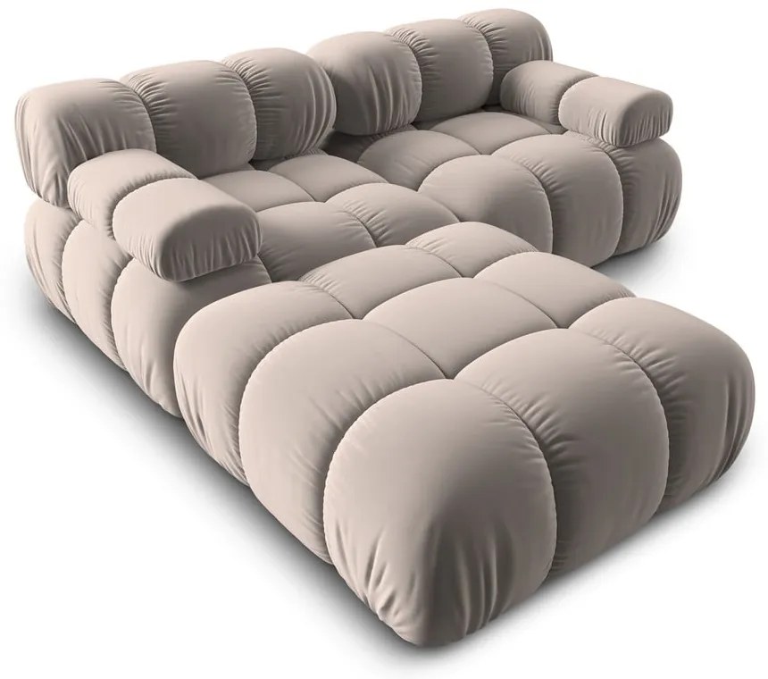 Világosbarna bársony moduláris sarokkanapé (variálható) Bellis – Micadoni