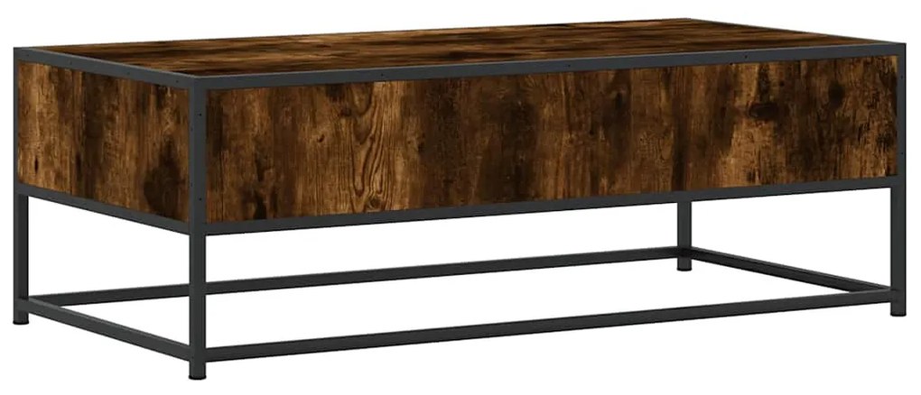 vidaXL füstös tölgy szerelt fa és fém dohányzóasztal 100 x 50 x 35 cm