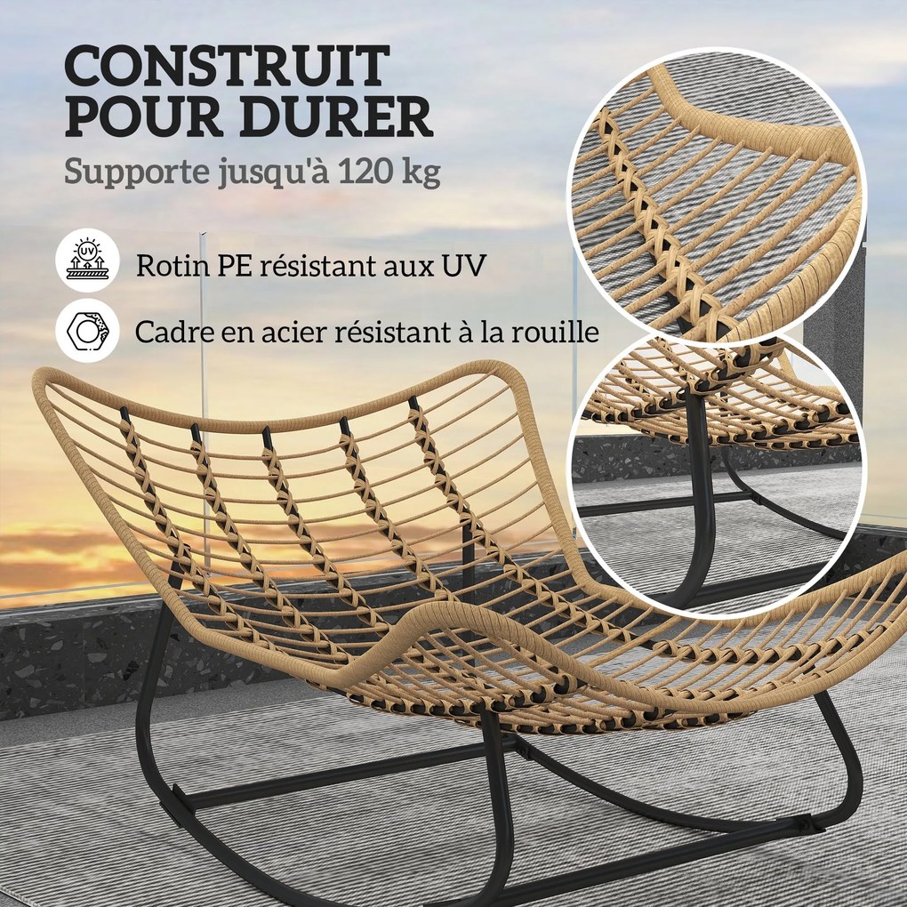 Outsunny Kerti Hintaszék, Tojás Formájú Woven Rattan Hintaszék Párnázott Párnával Kerthez, Hálószobához, Nappalihoz, Krém | Aosom
