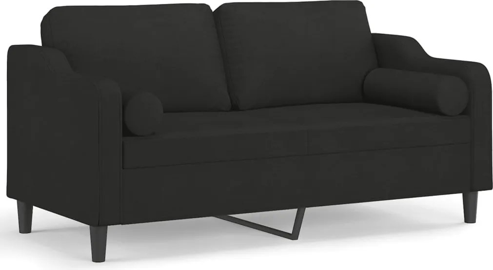 vidaXL 2 személyes fekete szövet kanapé díszpárnákkal 140 cm