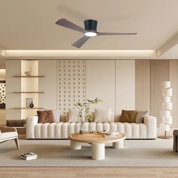 ZEVENTI - LED mennyezeti ventilátor AUREX LED/24W/230V Wi-Fi Tuya fekete/dió + távirányító