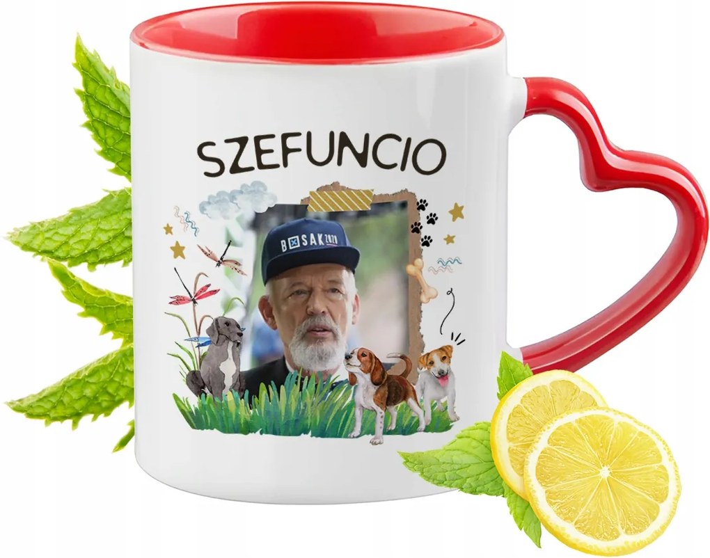 Janusz Corwin-Mikke Piros Bögre Szív Alakú Füllel Ajándék