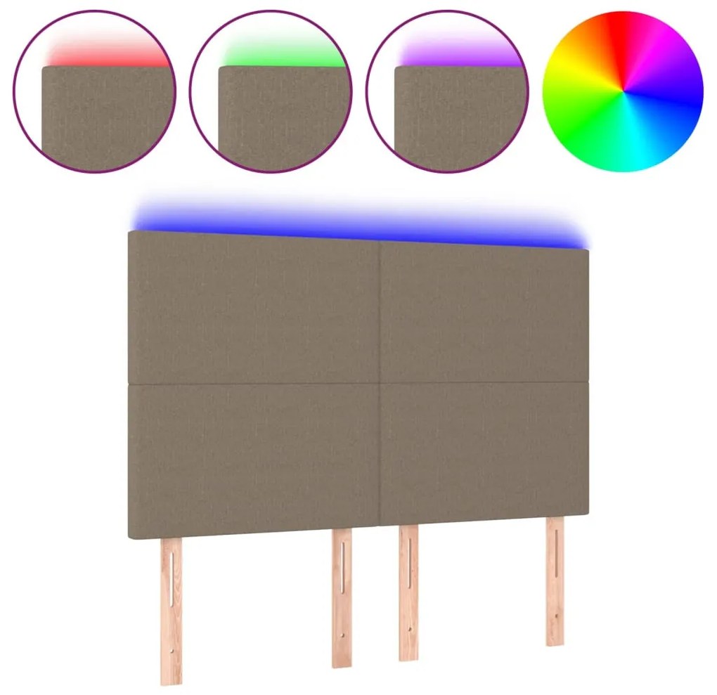 tópszínű szövet LED-es fejtámla 144x5x118/128 cm