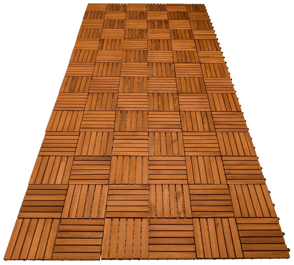 Casaria® Quatro mozaikás fa járólapok - 11 darabos készlet, 30x30 cm