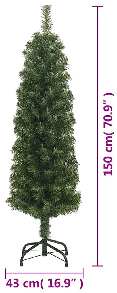 zöld PVC vékony műkarácsonyfa állvánnyal 150 cm