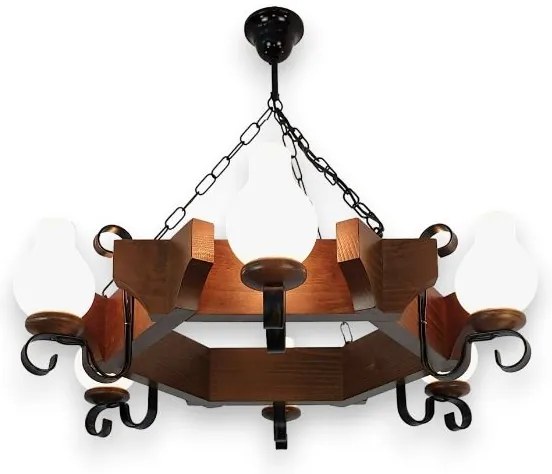 Brilagi - Csillár láncon QUEEN 6xE14/40W/230V bükkfa/dió