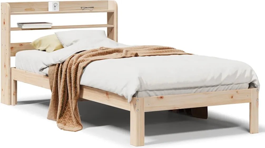 vidaXL tömör fenyőfa ágykeret fejtámlával 90 x 200 cm