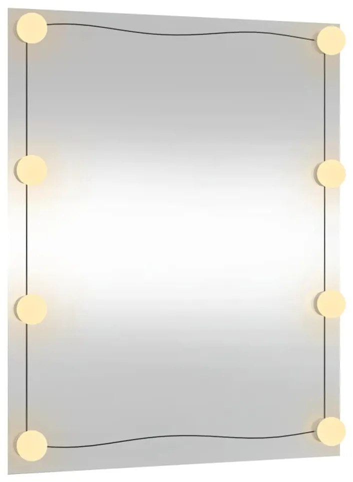 téglalap alakú üveg falitükör LED fényekkel 50 x 60 cm