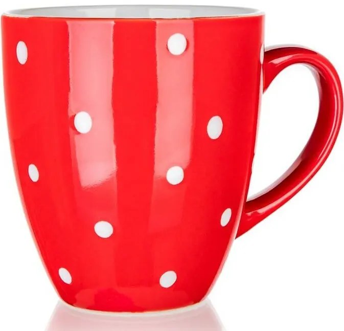 Banquet banak kerámia bögre 400 ml, piros pöttyös