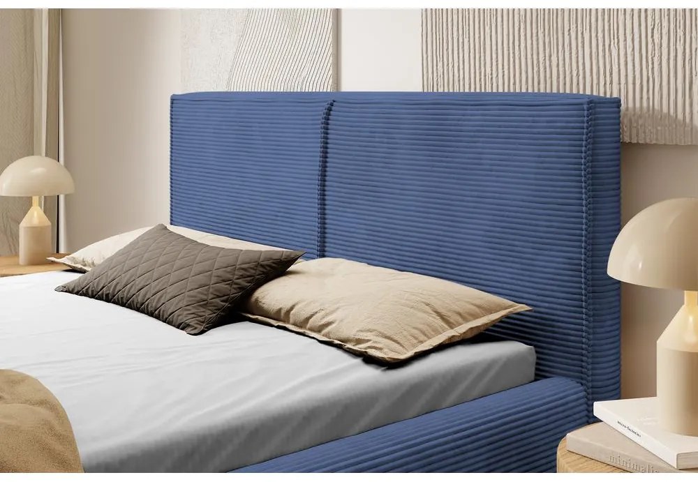 Franciaágy 140 cm Fatime (ágyráccsal) (tárolóhellyel) (tengerészkék + fekete). Akció -15%. 1099186