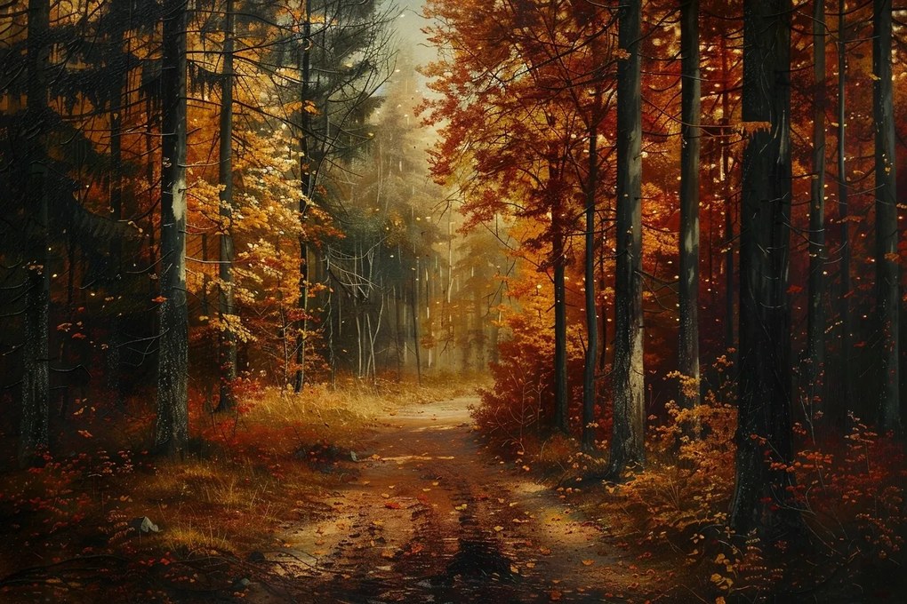 Canvas Vászonkép Természet Erdő Fák Ősz Út 60x40