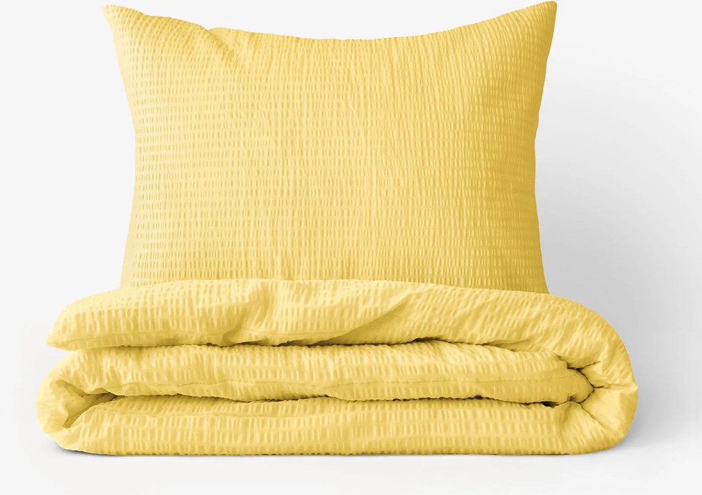 Goldea krepp ágyneműhuzat - sárga 140 x 200 és 70 x 90 cm