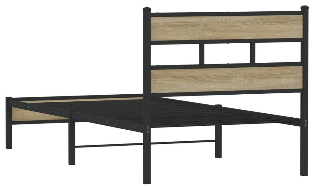 sonoma tölgy színű szerelt fa ágykeret matrac nélkül 107x200 cm