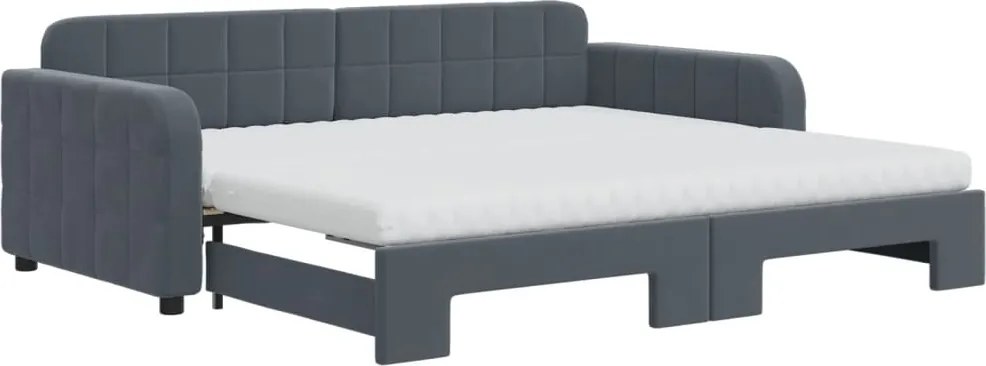 vidaXL sötétszürke kihúzható bársony heverő matraccal 90 x 190 cm