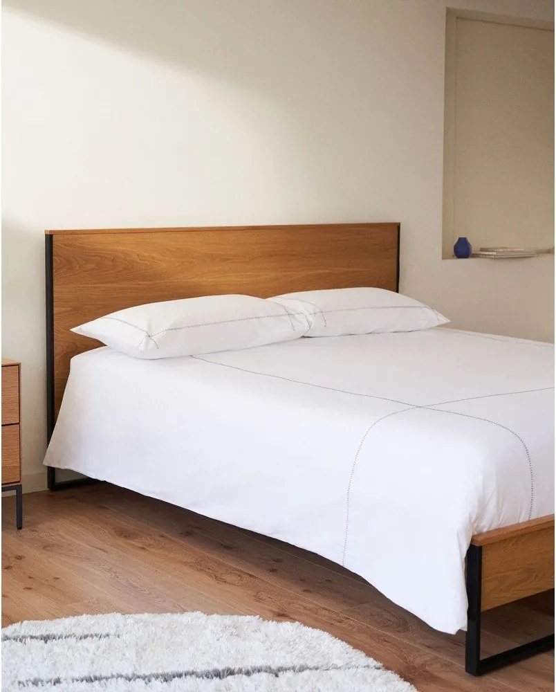 Natúr színű franciaágy ágyráccsal 160x200 cm Taiana – Kave Home