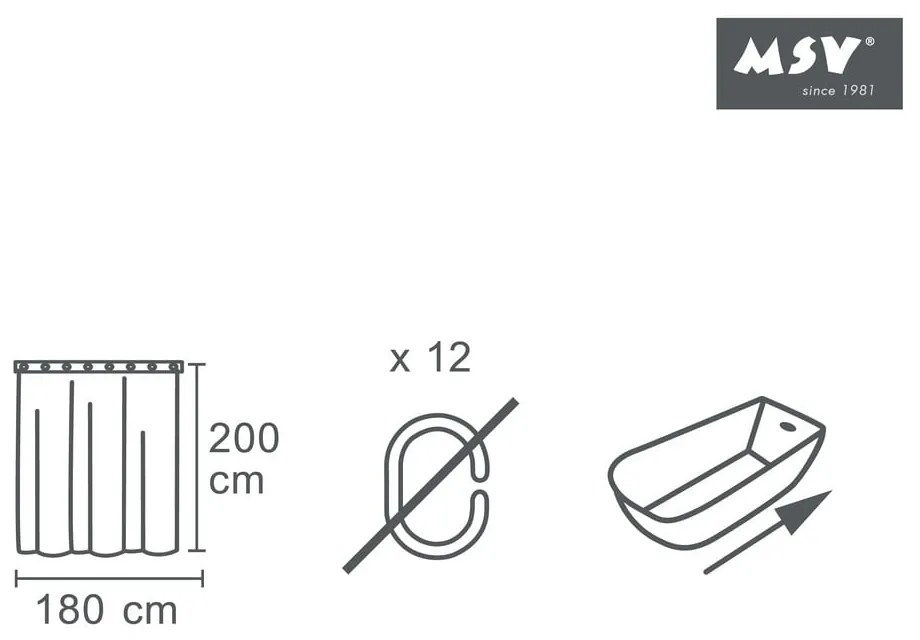 Zuhanyfüggöny 180x200 cm Minimalist – MSV