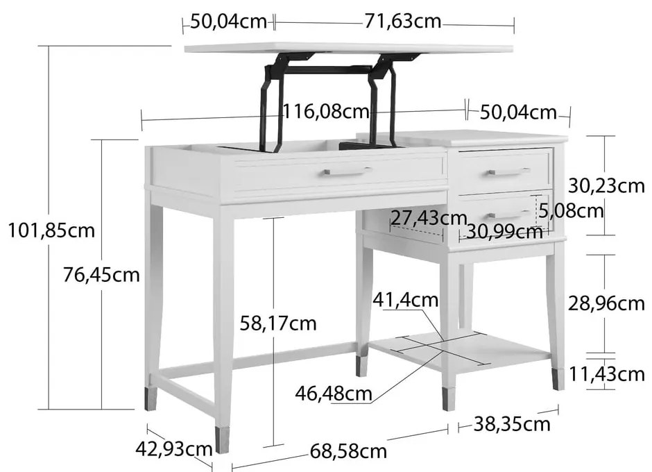 Íróasztal 49x115 cm Westerleigh – CosmoLiving by Cosmopolitan