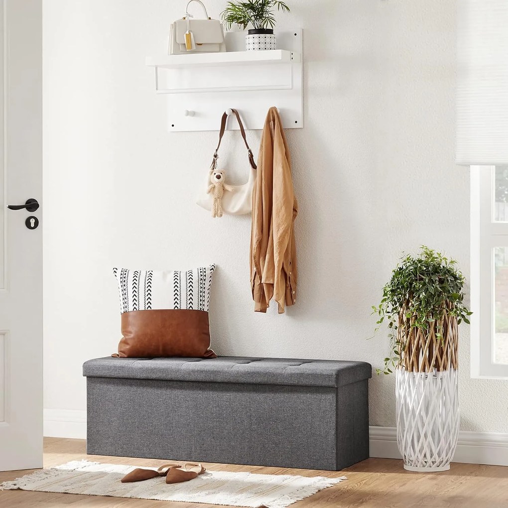 Tárolóhellyel ellátott taburet OTTOMAN 110x38 cm, sötétszürke