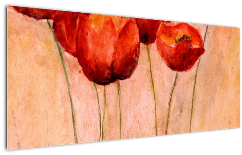 Kép - piros tulipán (120x50 cm)