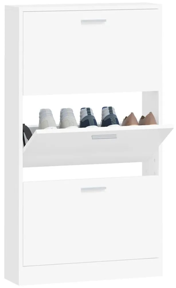 fehér, rétegelt fa cipősszekrény 59 x 17 x 108 cm