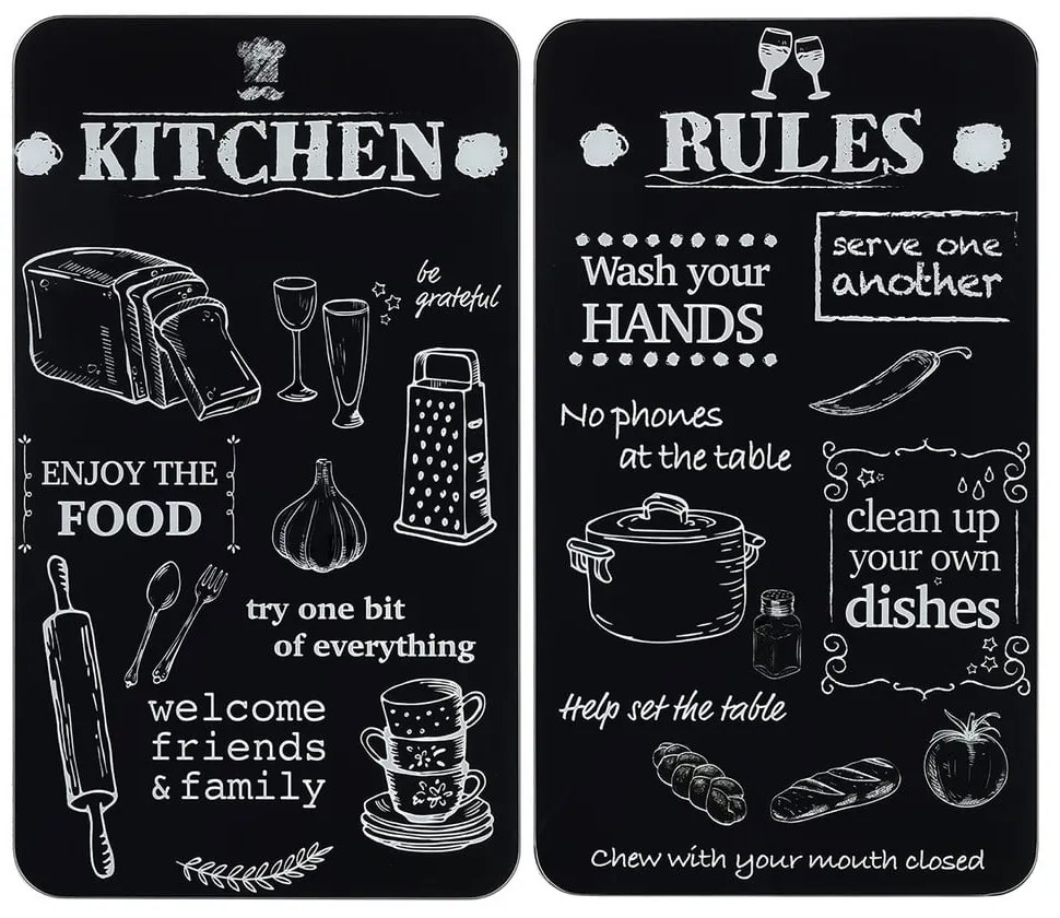Edzett üveg tűzhely fedőlap szett 2 db-os 52x30 cm Kitchen Rules – Maximex