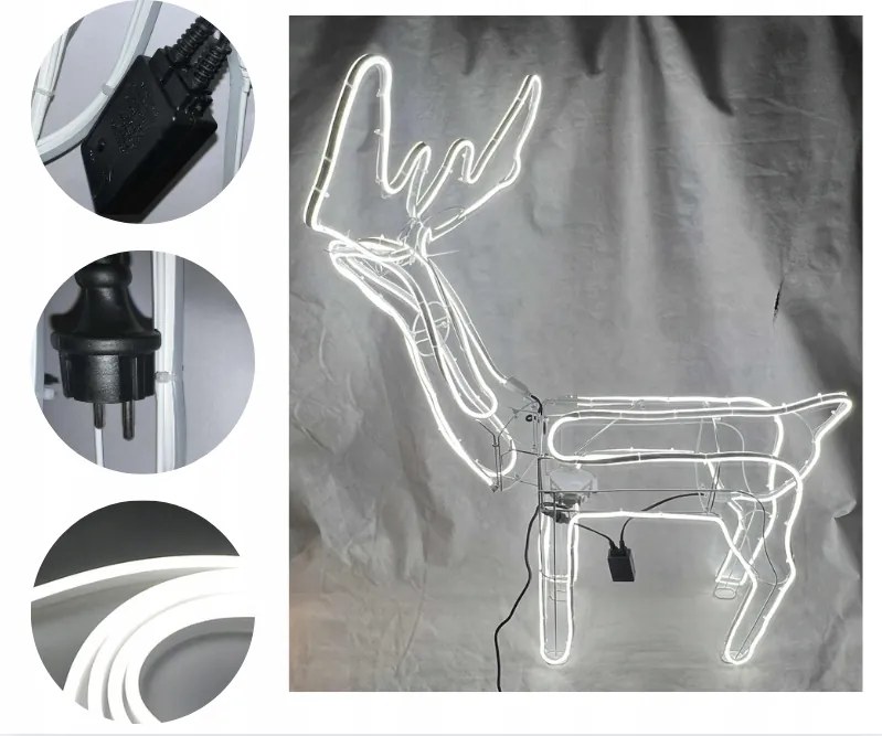 Rénszarvas Led Neon 115 CM Hideg Fehér Mozgatható Fej 11M