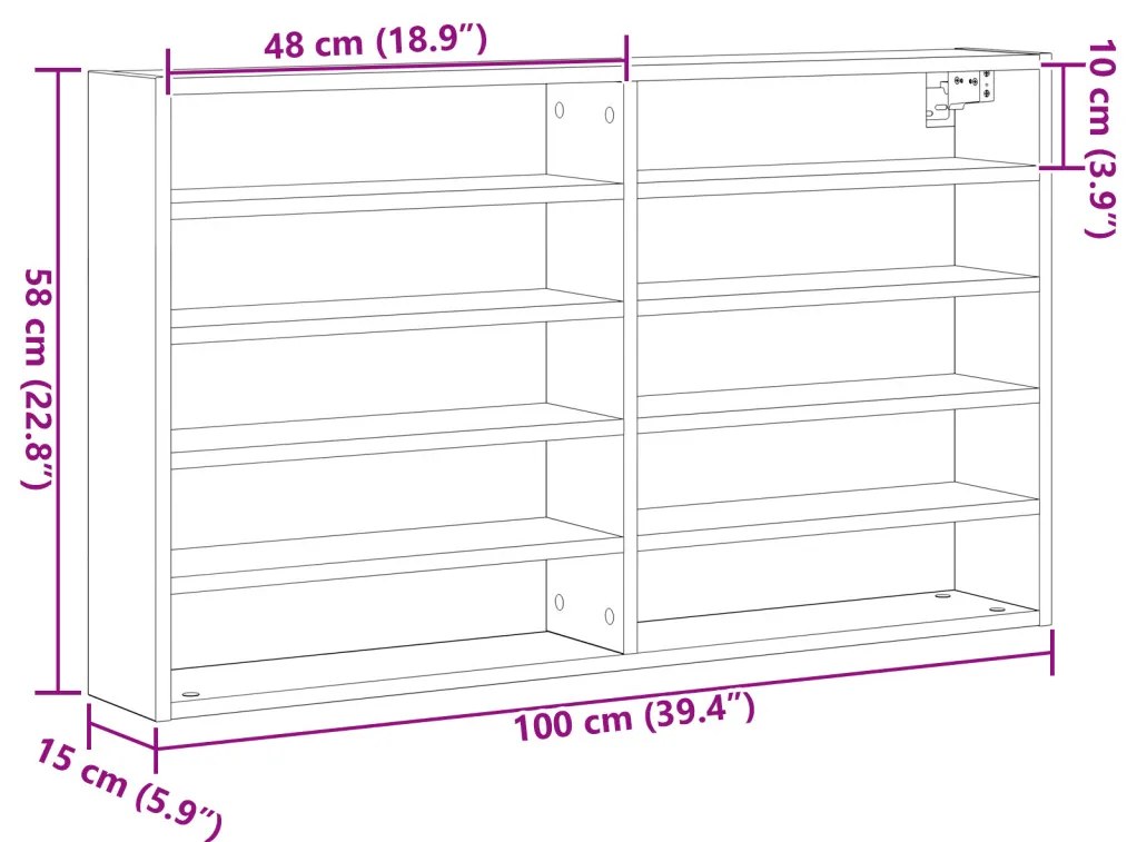 Vitrine Cabinet Artisan Oak 100x15x58 cm Műgyanta Fa