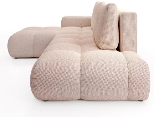 ALMADA L-alakú balos, kárpitozott, kihúzható sarokülőgarnitúra tárolóhellyel, rózsaszín