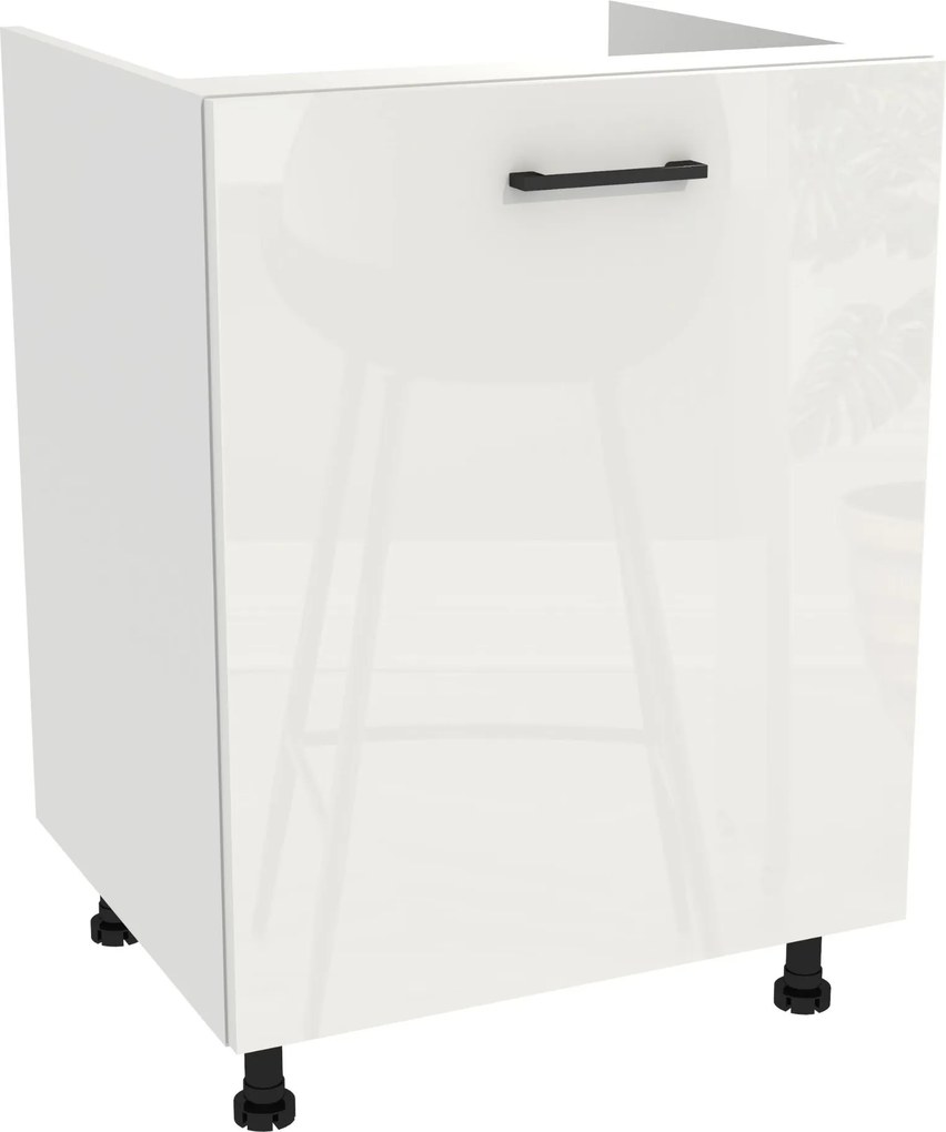 Konyhaszekrény alsó mosogató alá 60 Capri Fehér front Fehér Akril Fényes