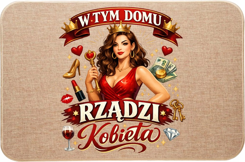 Lenvászon Lábtörlő Ebben a Házban egy nő Lábtörlő uralkodik