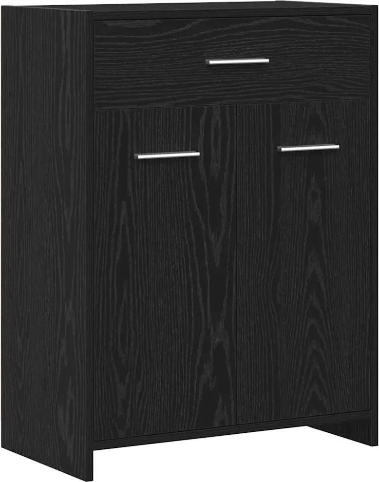 vidaXL Fürdőszoba Székény fiókkal Fekete tölgy 60 x 33 x 80 cm Faanyag