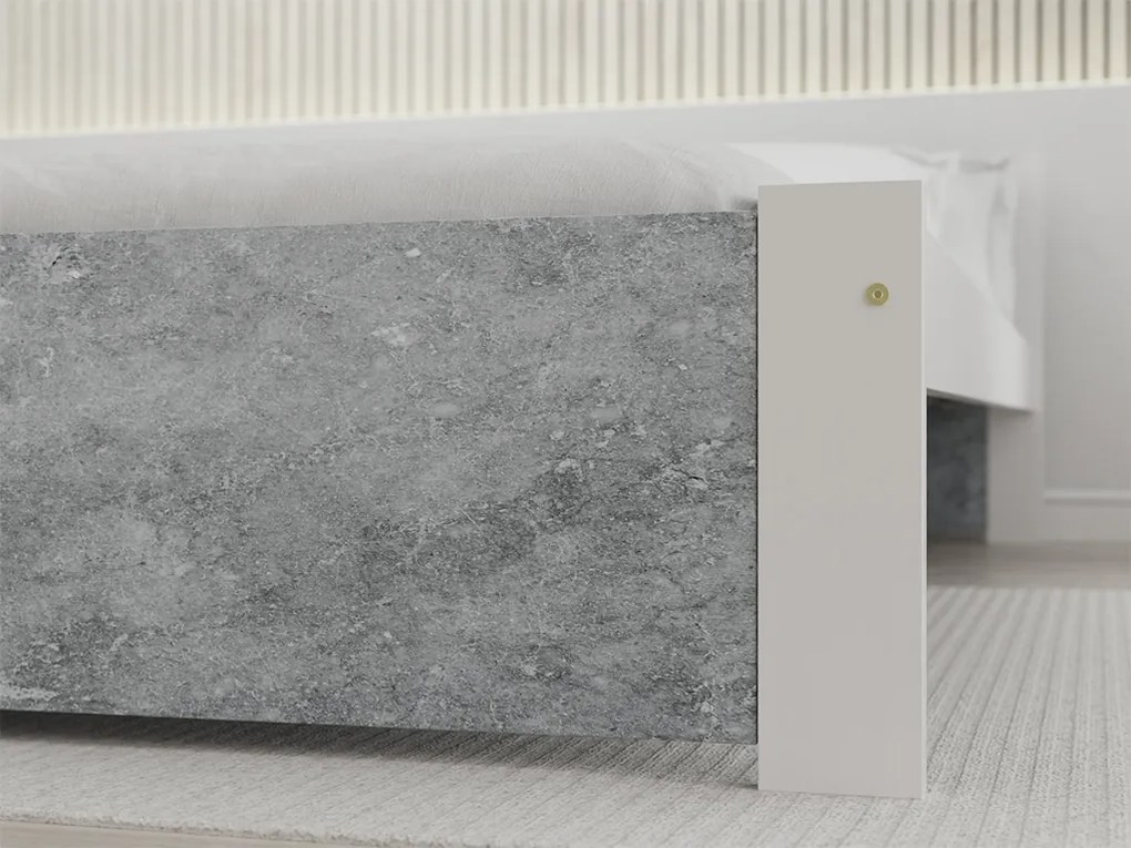 Ágy IKAROS 120 x 200 cm, beton/fehér Matrac: Coco Maxi matrac 20 cm, Ágyrács: Lamellás ágyráccsal