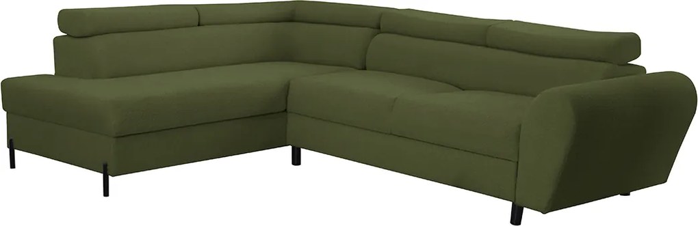 Sarokkanapé alvási funkcióval, hullámos rugókkal, TYMON, bal oldali Zöld