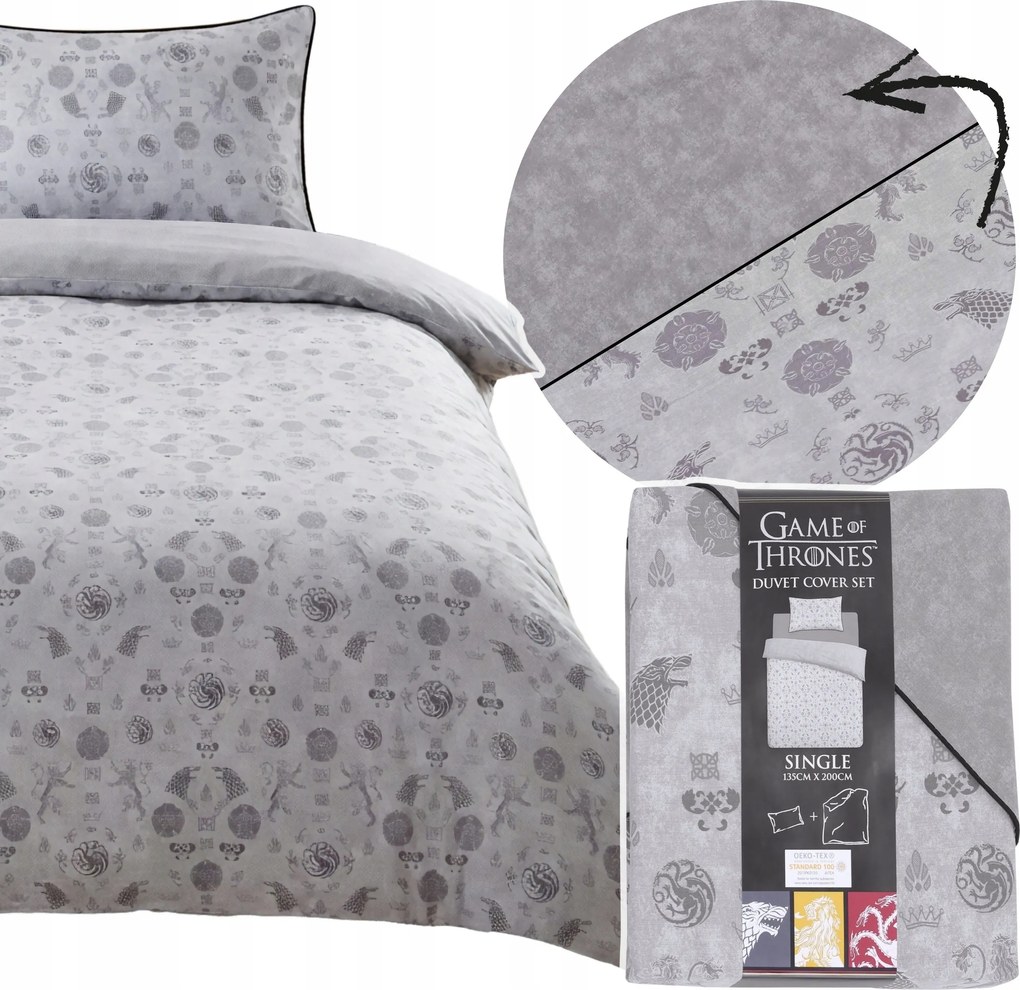 Szürke Ifjúsági Ágyneműhuzat 135x200 Kétoldalas kiváló minőség 140x200 Oeko-tex