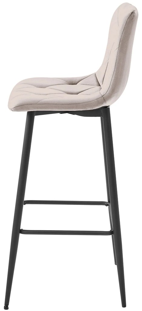 Sötét bézs bárszék NADO VELVET fekete lábakkal