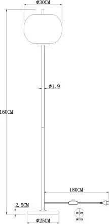 Globo 15345SMM Állólámpa matt réz fém, füstszínű üveg búrával. Ø:300, H:1600, fényforrás nélkül szállítva 1xE27 60W 230V