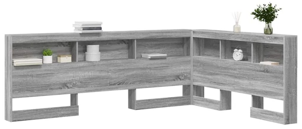 Tároló fejtámla polcokkal Szürke sonoma 135 cm Faanyag