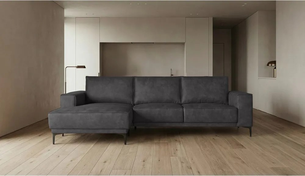 Antracitszürke bőrutánzat sarokkanapé (bal oldali) Copenhagen – Scandic